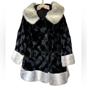 Vintage Union Women's Black and White Faux Fur Coat